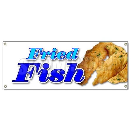 Signmission FRIED FISH BANNER SIGN fry fish deep seafood fresh dinner sandwich AYCE B-Fried Fish